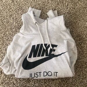 Nike Light Gray Hoodie with Drawstrings